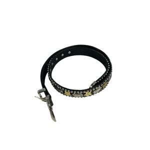 Omega Leather Gold And Silver Tone Color Stone Belt Womens Size M 34-36 in